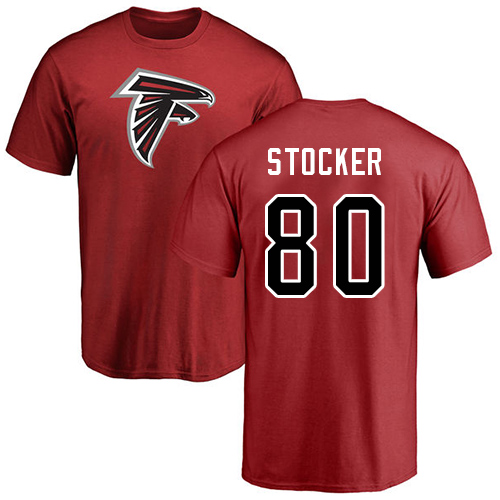 Atlanta Falcons Men Red Luke Stocker Name And Number Logo NFL Football #80 T Shirt->nfl t-shirts->Sports Accessory